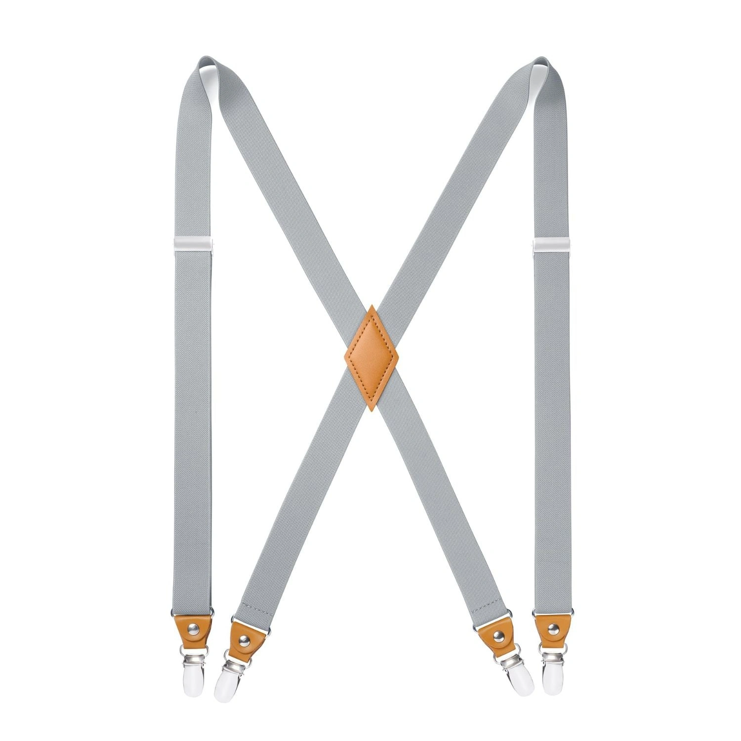 Gray Suspenders: Classic 1-Inch Width, Adjustable with Four Clips for Trousers - Stylish Comfort!