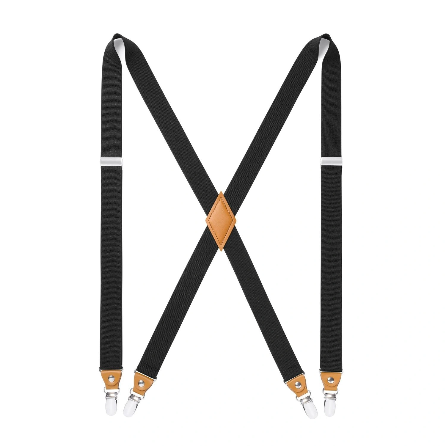 Black Clips On: Ace Adjustable Suspenders. Smart Style, Solid Grip. Perfect for Every Occasion.