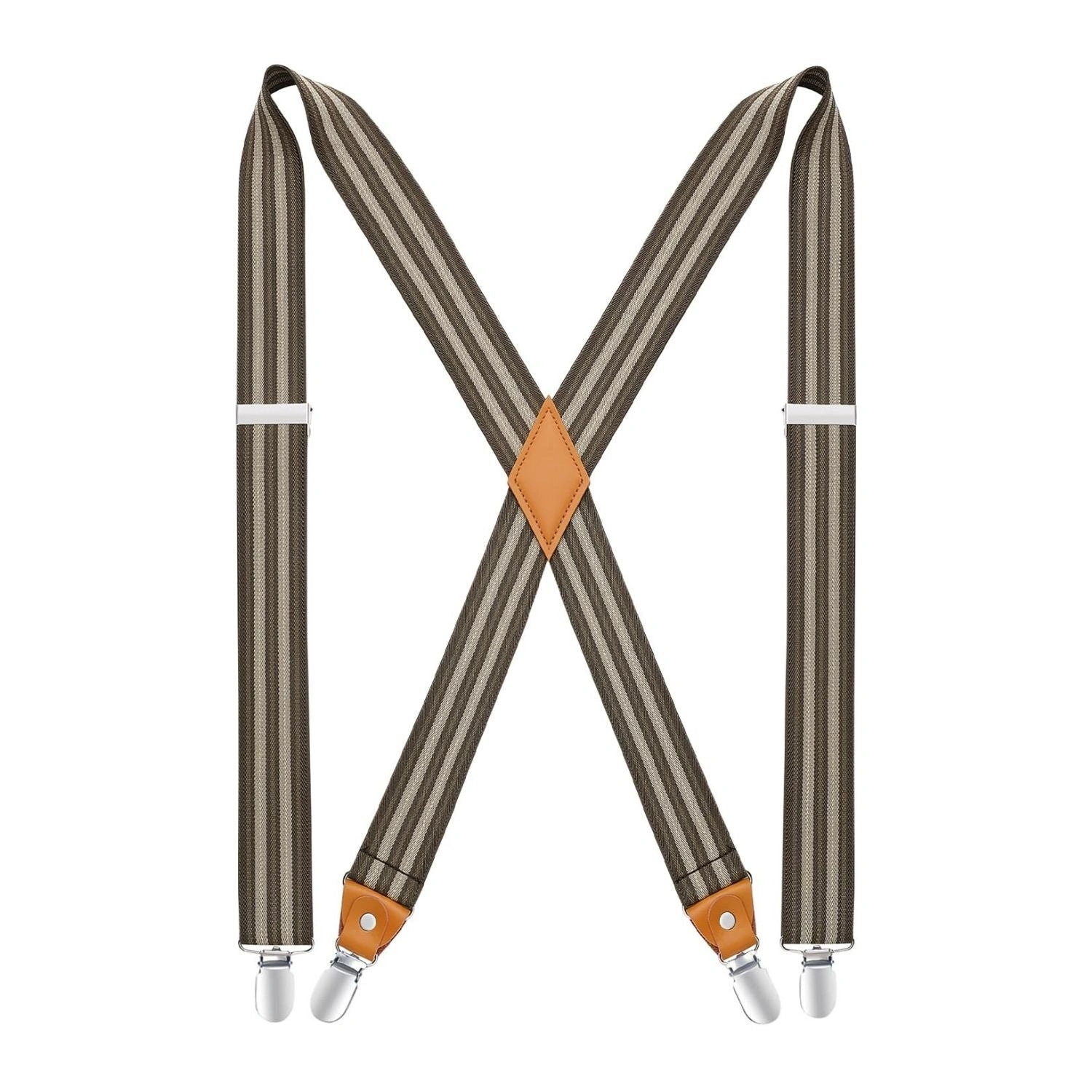 Brown Suspender Bliss: 1.4 Inch, 4 Clips, Adjustable Style for the Savvy Gentleman.