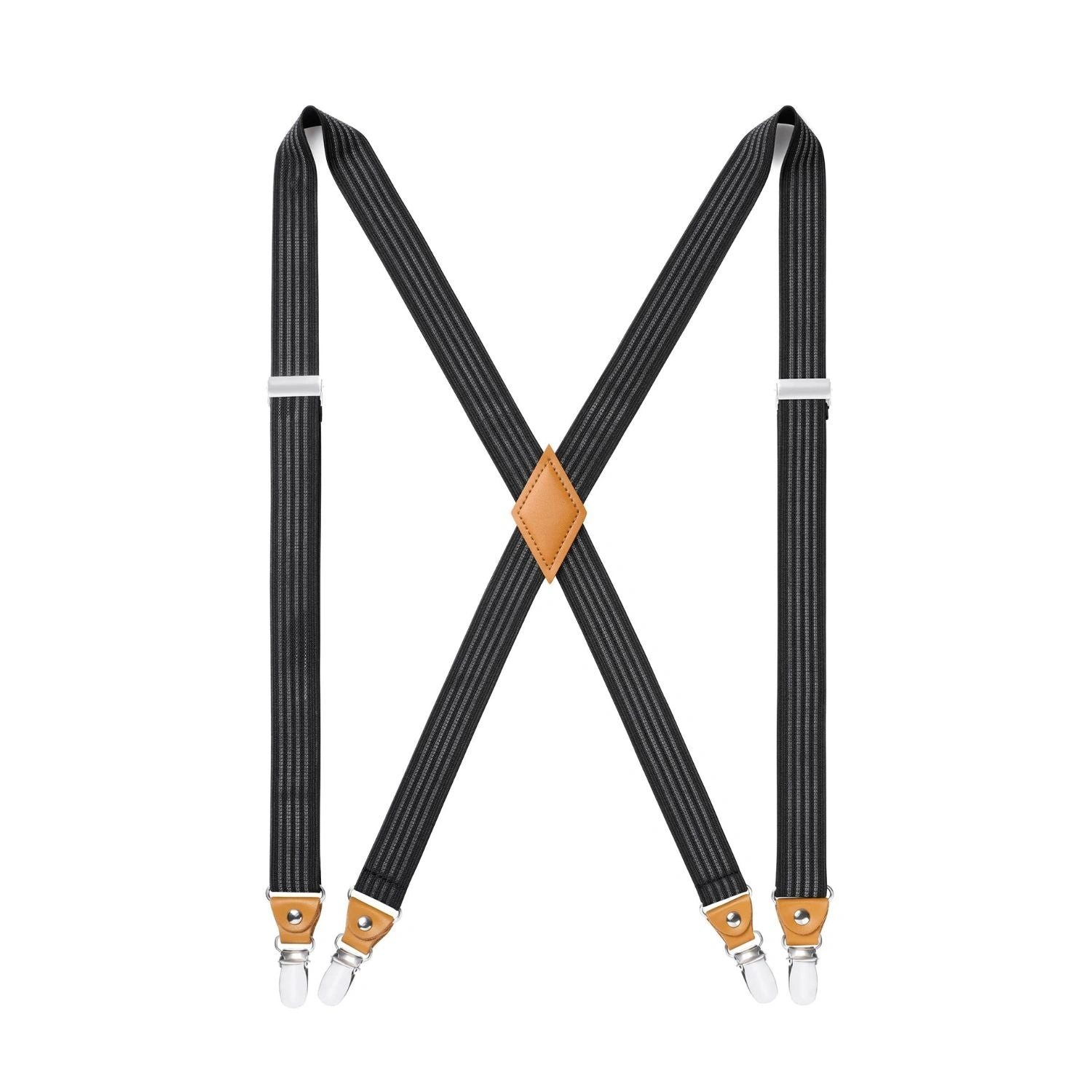 Sharp, Adjustable Suspender – Black & Grey – Effortless Style & Comfort.